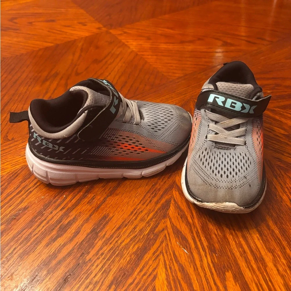 RBX Kids Gray Sneakers with Orange and Teal Accents